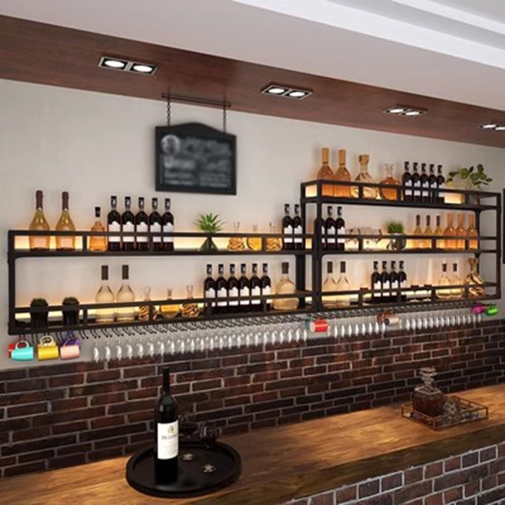 SilteD Wall-Mounted Wine Rack with 2-Tier Metal Design
