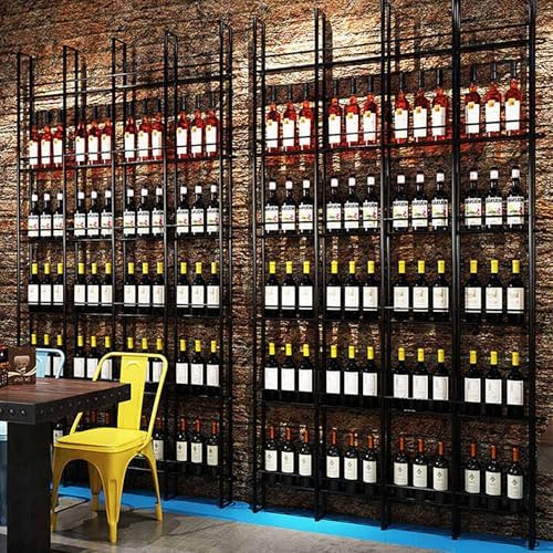 RAJYQODIS Wall Mounted 6-Tier Wine Rack - Black Industrial Style