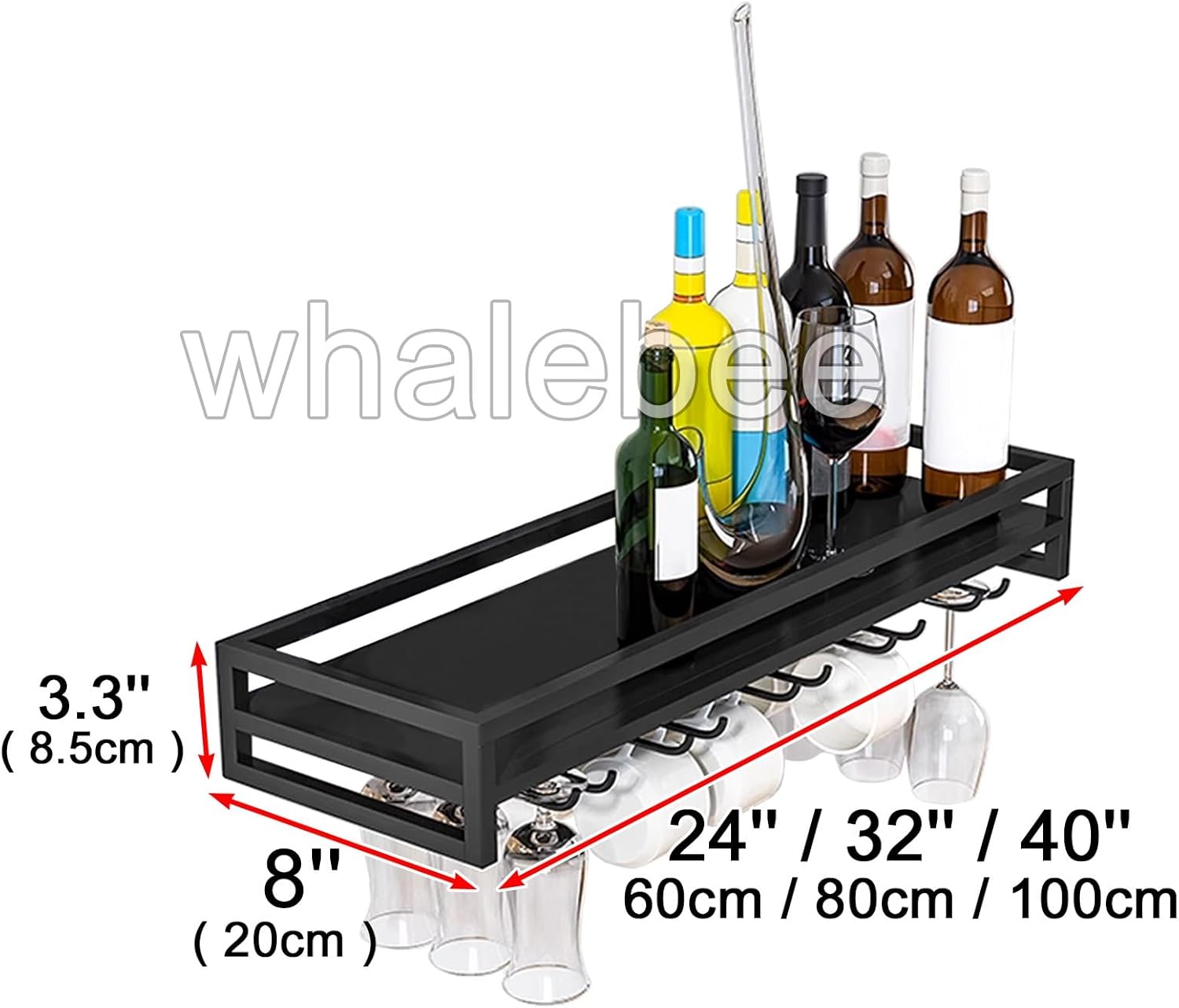 Whalebee Wine Glass Rack 24 32 40 Iron Heavy Duty Black Gold White