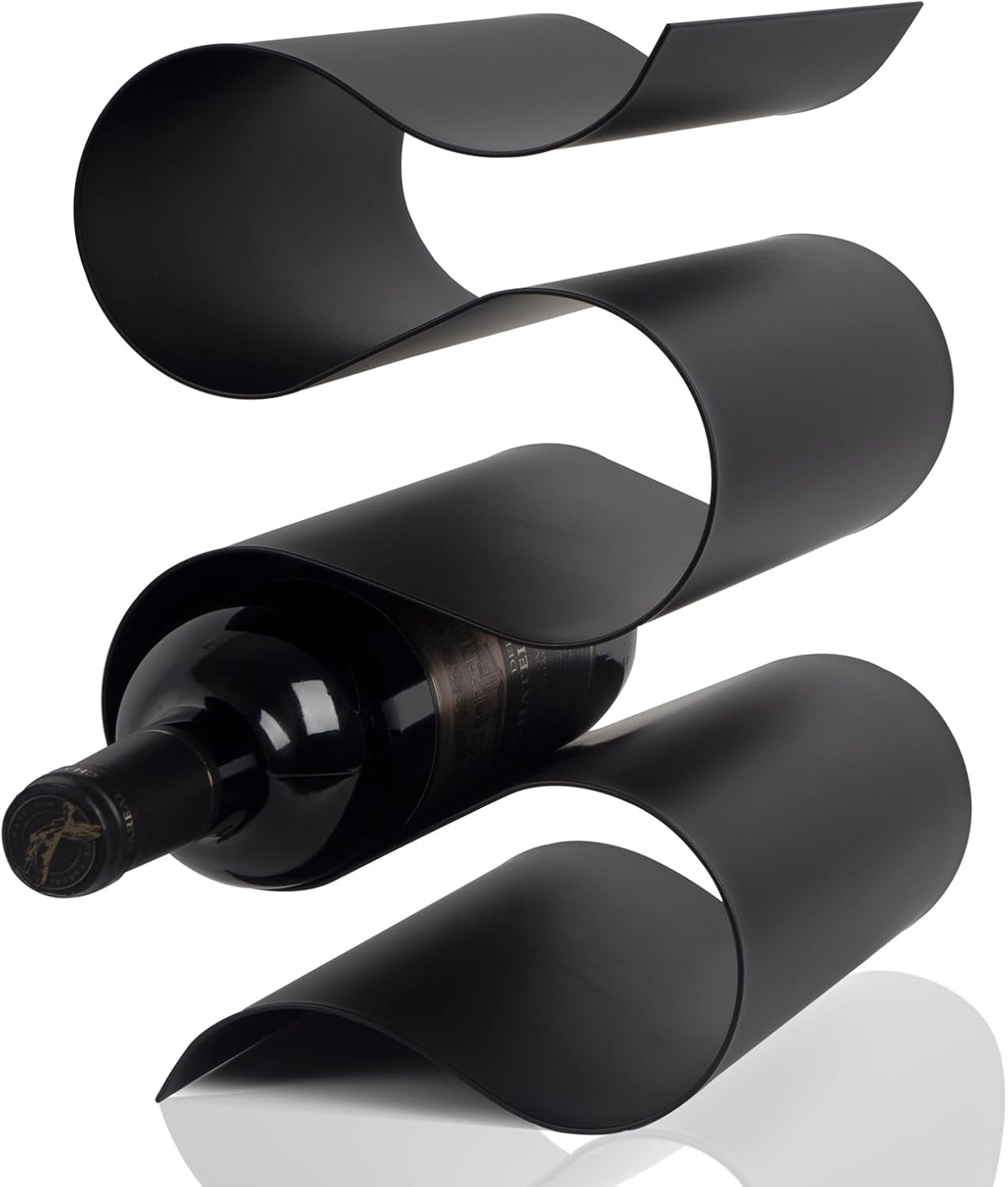 Modern Black S-Shaped Tabletop Wine Rack - 5 Bottle Storage