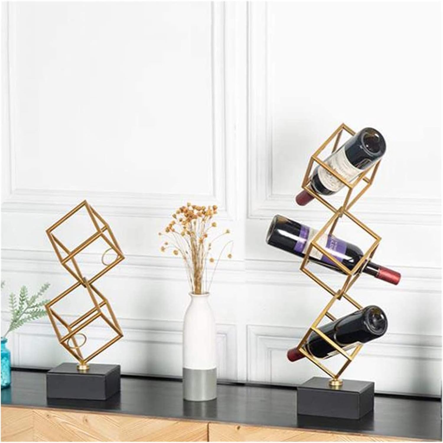 ALDEPO 2 Bottle Free Standing Wine Rack Metal Modern Minimalist Design