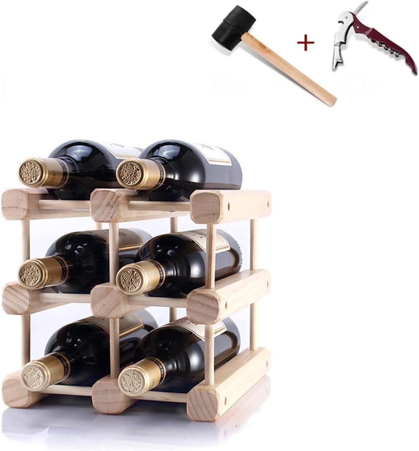 ALDEPO 8 Bottle Freestanding Wine Rack Solid Wood