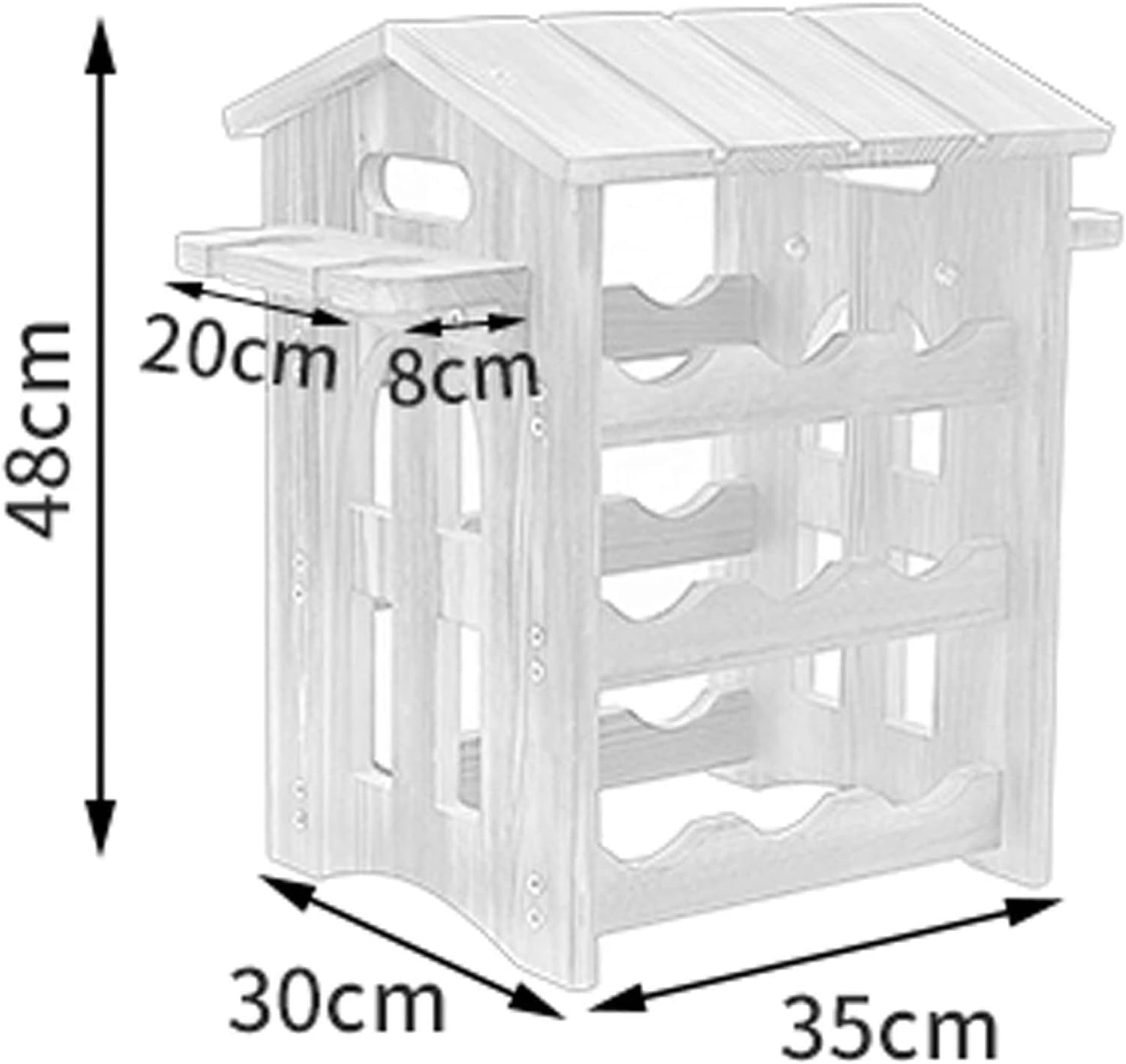 ALDEPO Wall-Mounted Wine Rack 3-Layer with 4-Glass Holder