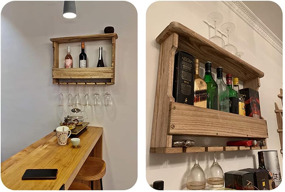 BOCbco Wall Mounted Wine Rack 6 Bottles 6 Glasses