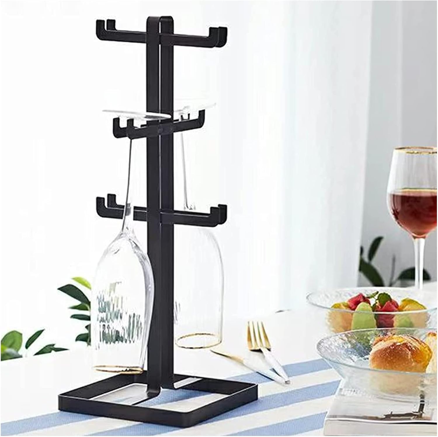 ALDEPO 6-Bottle Wine Rack with Goblet Holder