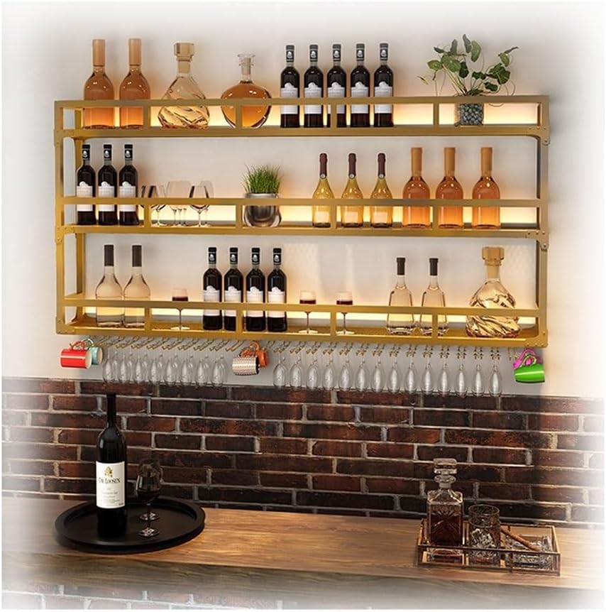 SilteD Wall-Mounted Wine Rack with 2-Tier Metal Design