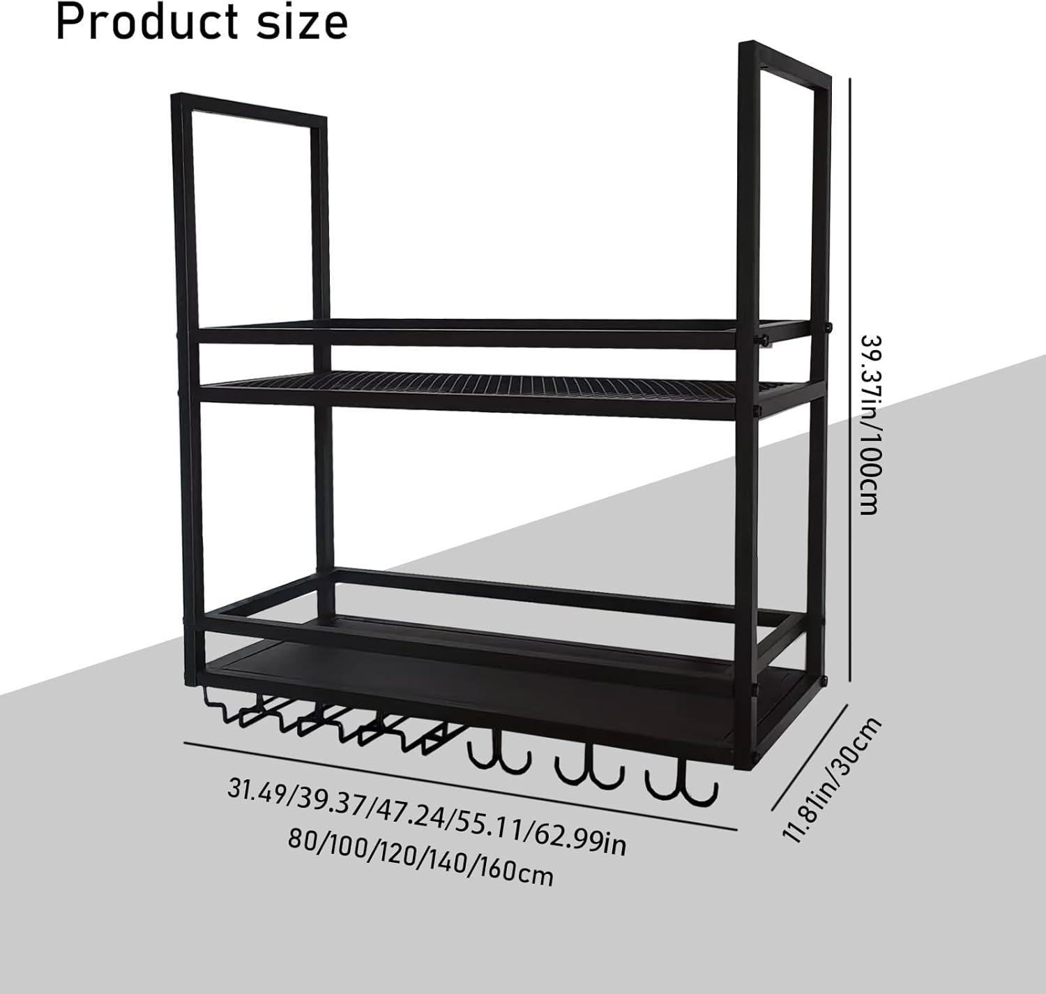 Ceiling Wine Glass Rack 2-Tier Metal Storage Shelf
