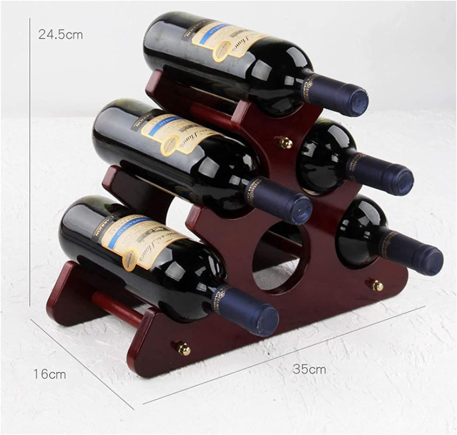 ALDEPO Wine Rack - 6 Bottle Holder Freestanding Wooden Design
