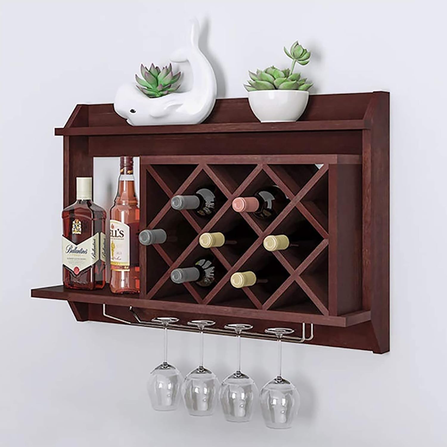 KOHARA Wall-Mounted Wine Rack 3-Layer Wooden Display