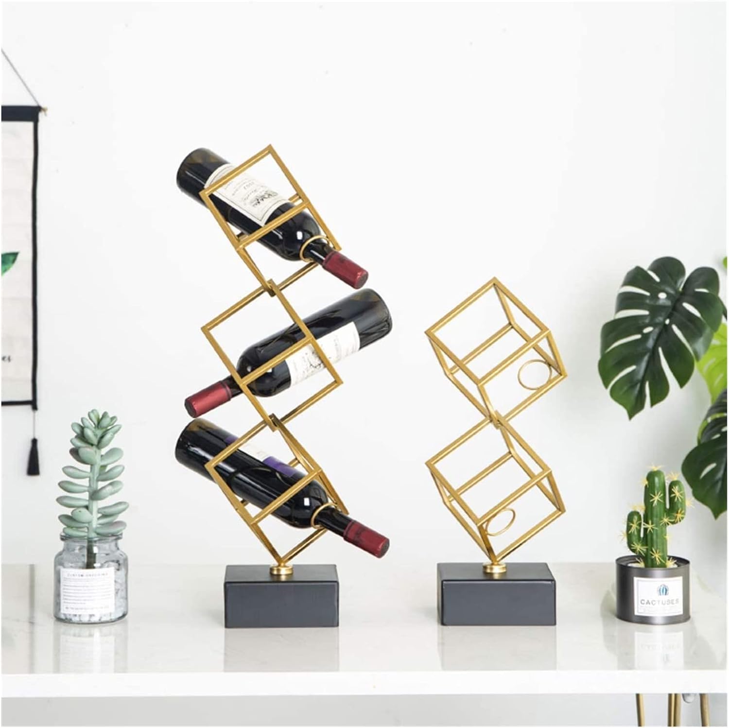 ALDEPO 2 Bottle Free Standing Wine Rack Metal Modern Minimalist Design