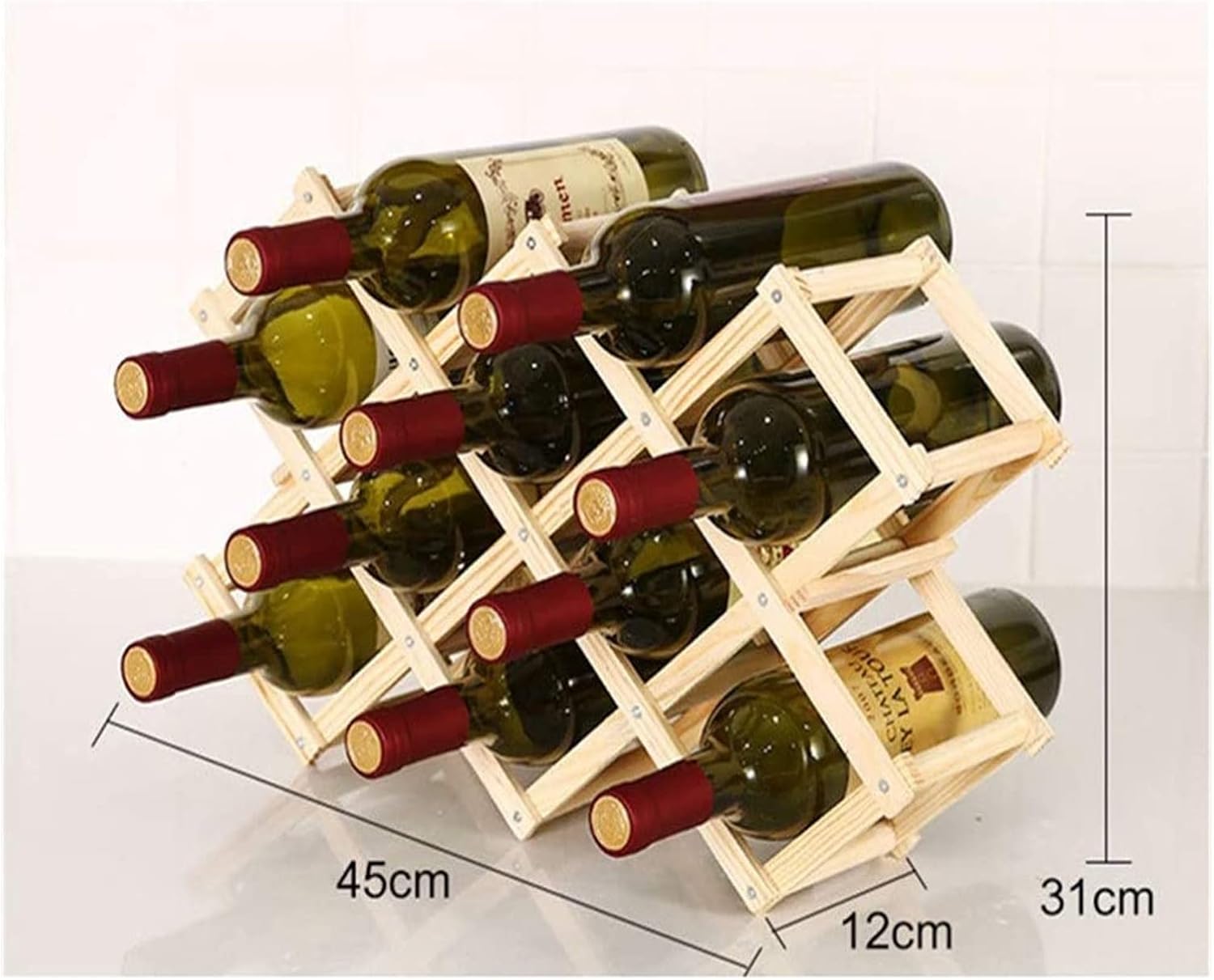 ALDEPO Wall-Mounted Wine Rack with Buckle and Solid Wood Design