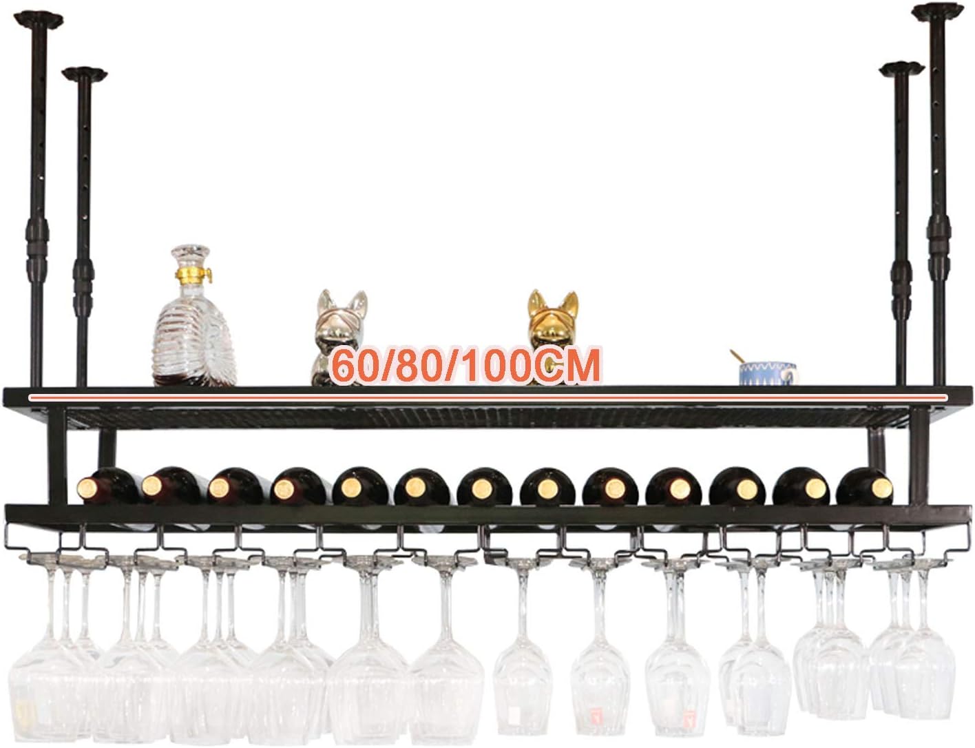 Wall-Mounted Wine Glass Rack With 2-Layer Metal Frame