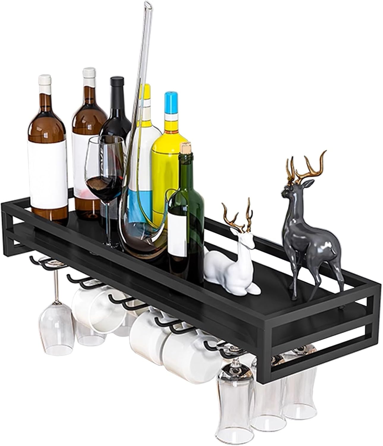 Whalebee Wine Glass Holder 24 Metal Rack for Wall Mount