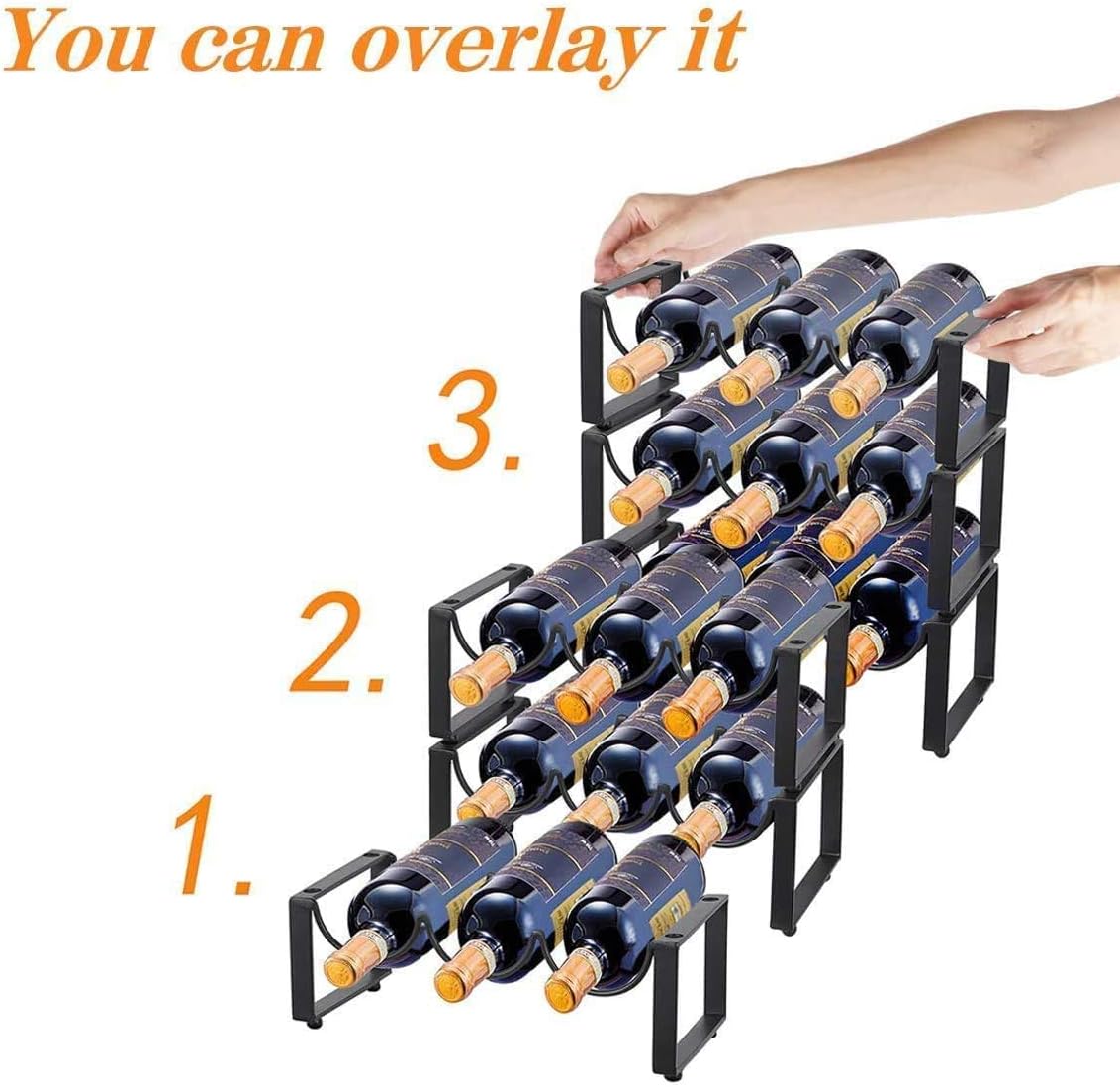 Modern Simple Nesting Wine Racks Holds 3 or 6 Bottles