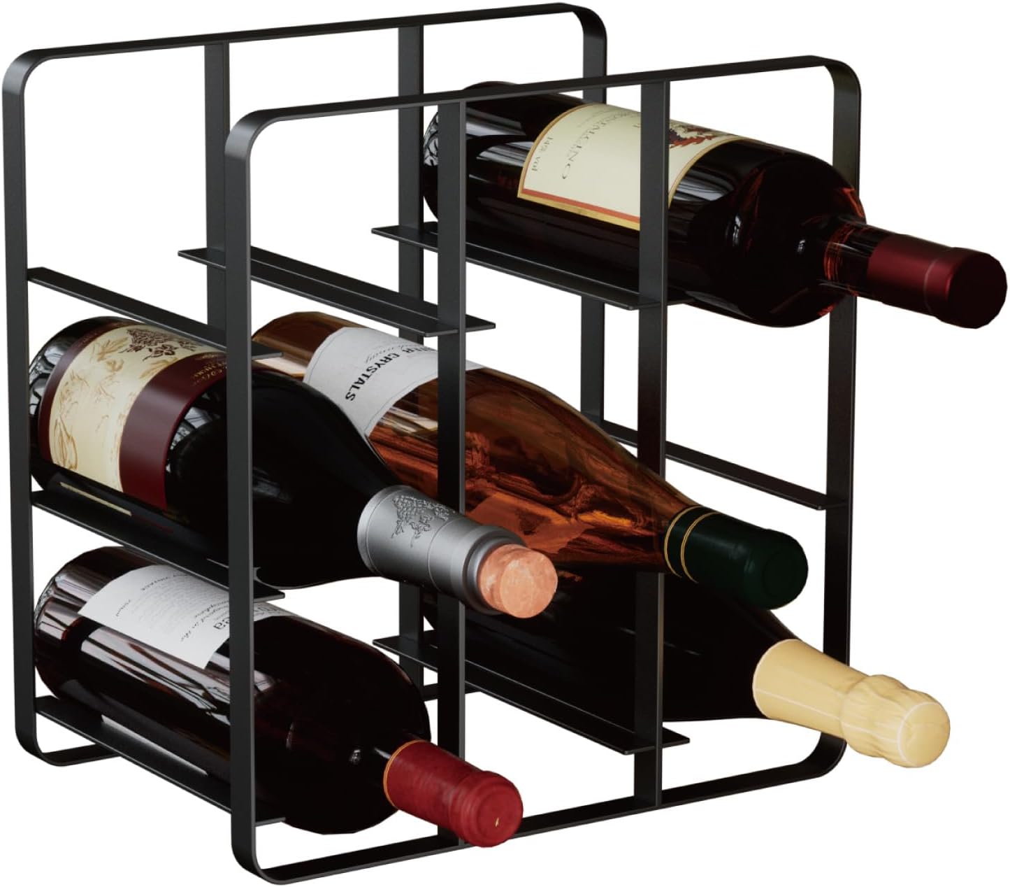 Buruis 9-Bottle Metal Wine Rack Black Freestanding 1