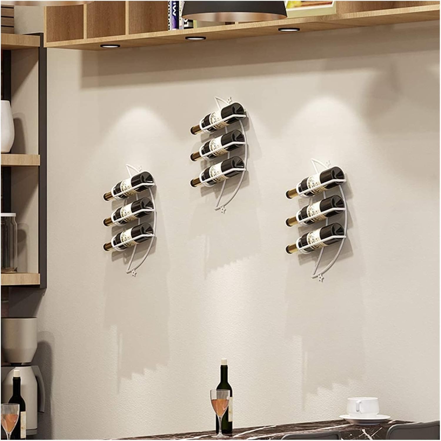 ALDEPO Wall-Mounted Wine Rack with Moon Shape - Light Green