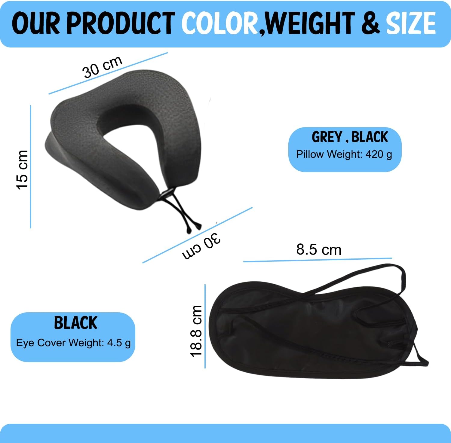 Azmaish Face Down Pillow with Eye Mask for Travel and Sleep