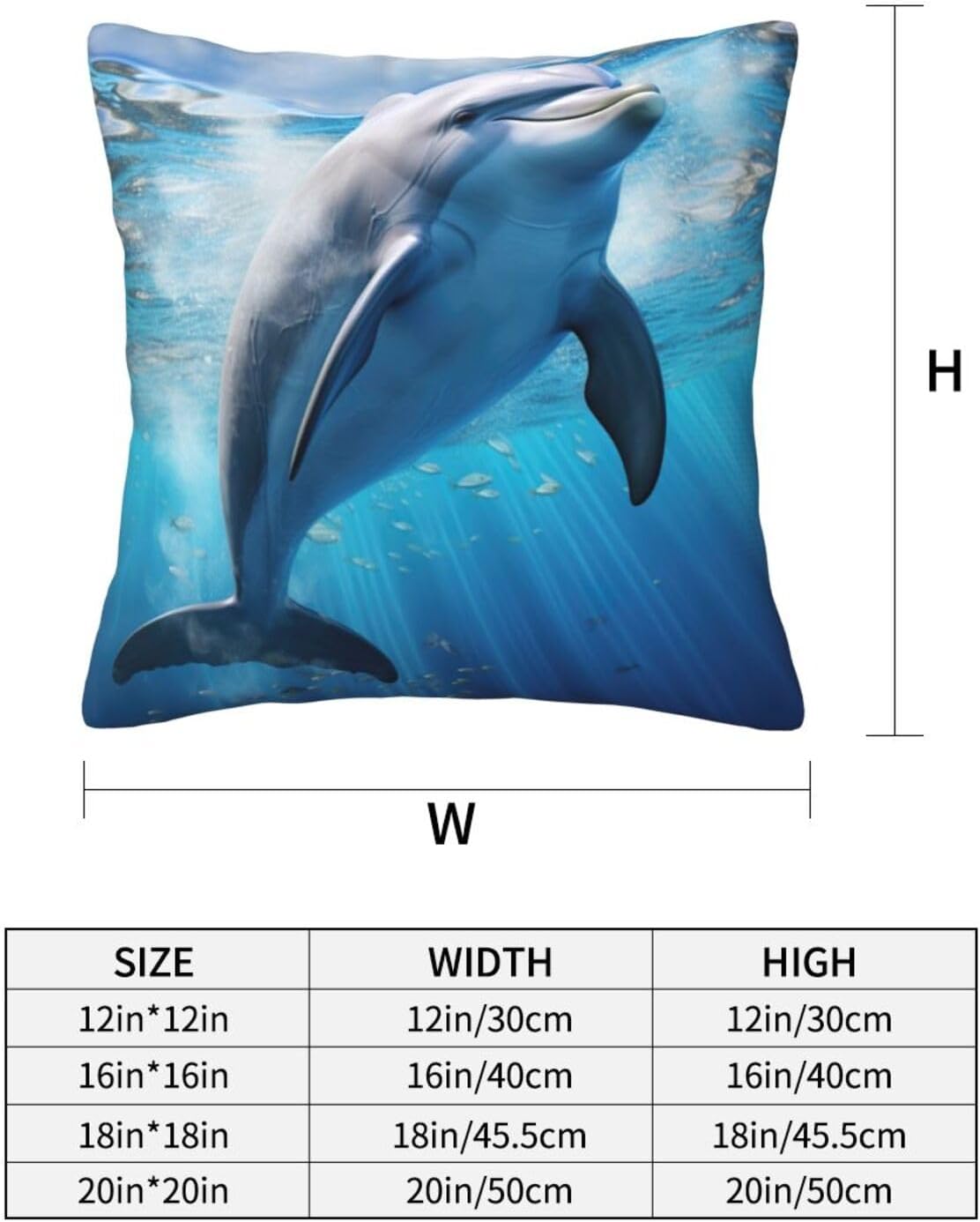 Ogniwo Cool Dolphin Throw Pillow 12x12 Inch Soft Square Cushion Case