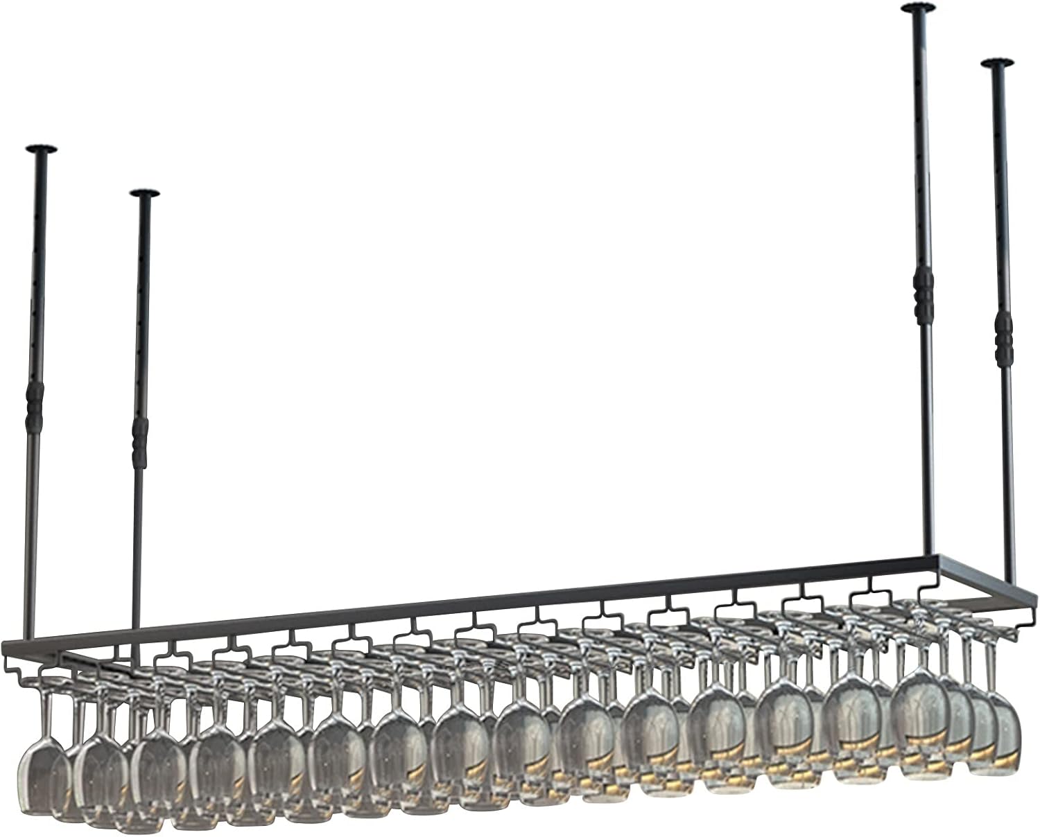 Ceiling Hanging Bar Wine Rack - Black Metal Holder 1