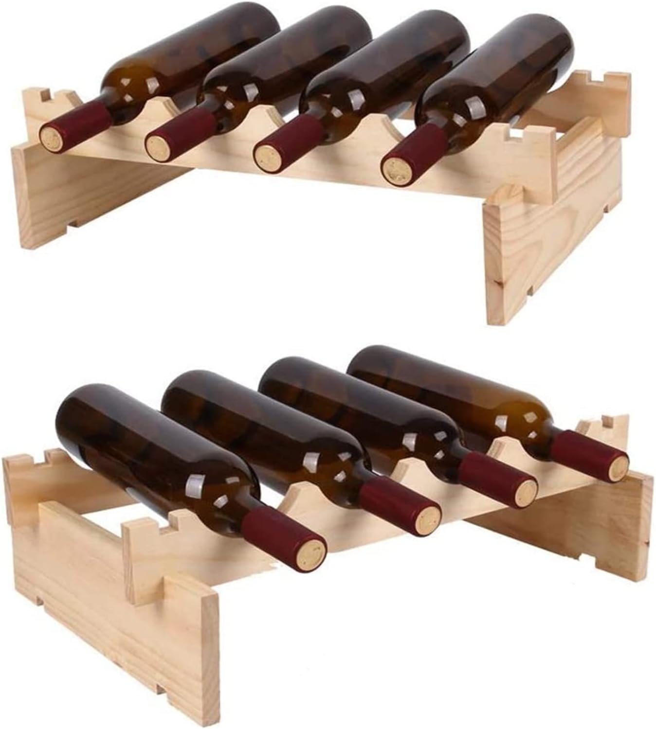 ALDEPO 4-Bottle Stackable Wooden Wine Rack