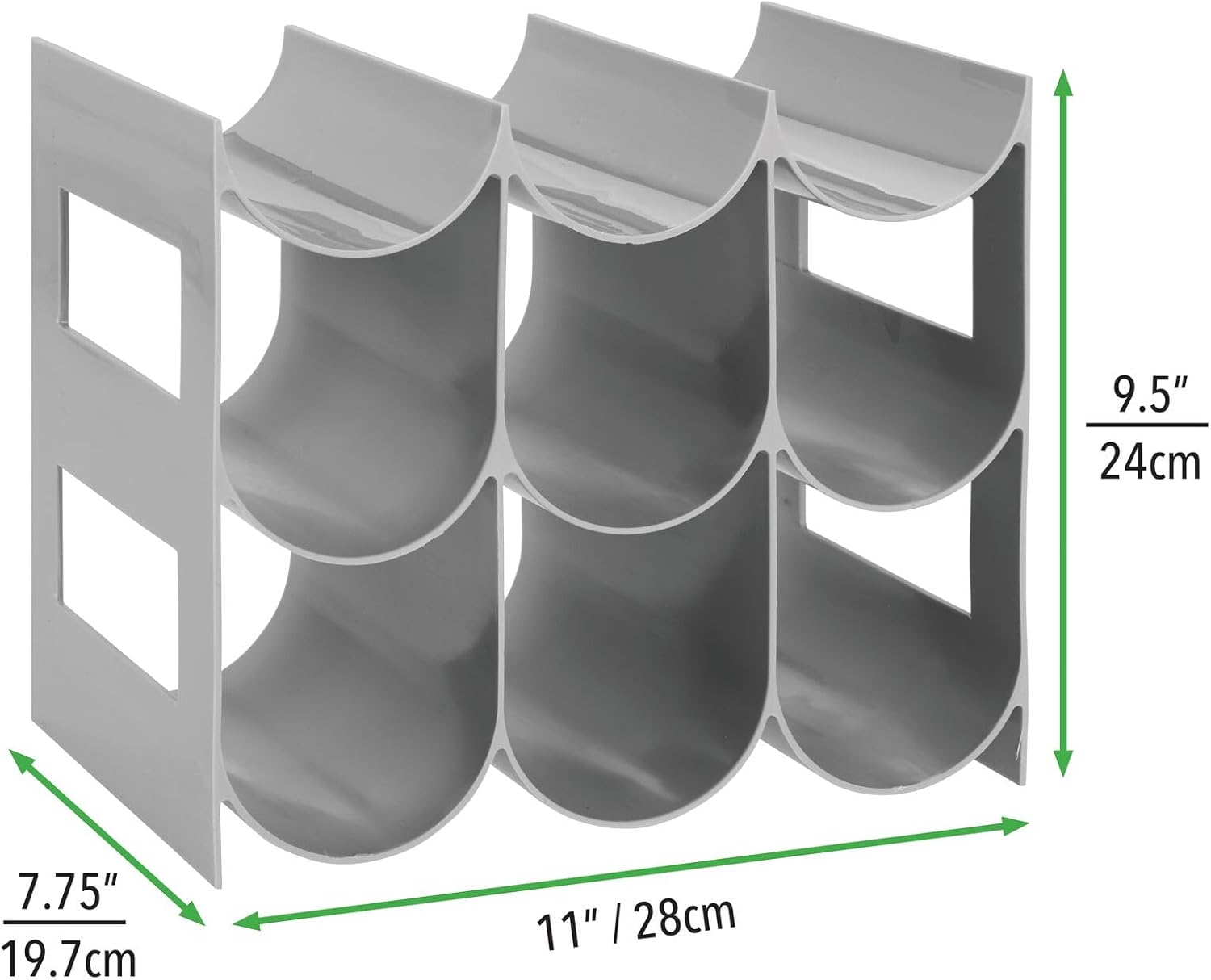 mDesign Wine Rack Storage Organizer - 3 Tiers 9 Bottles Gray