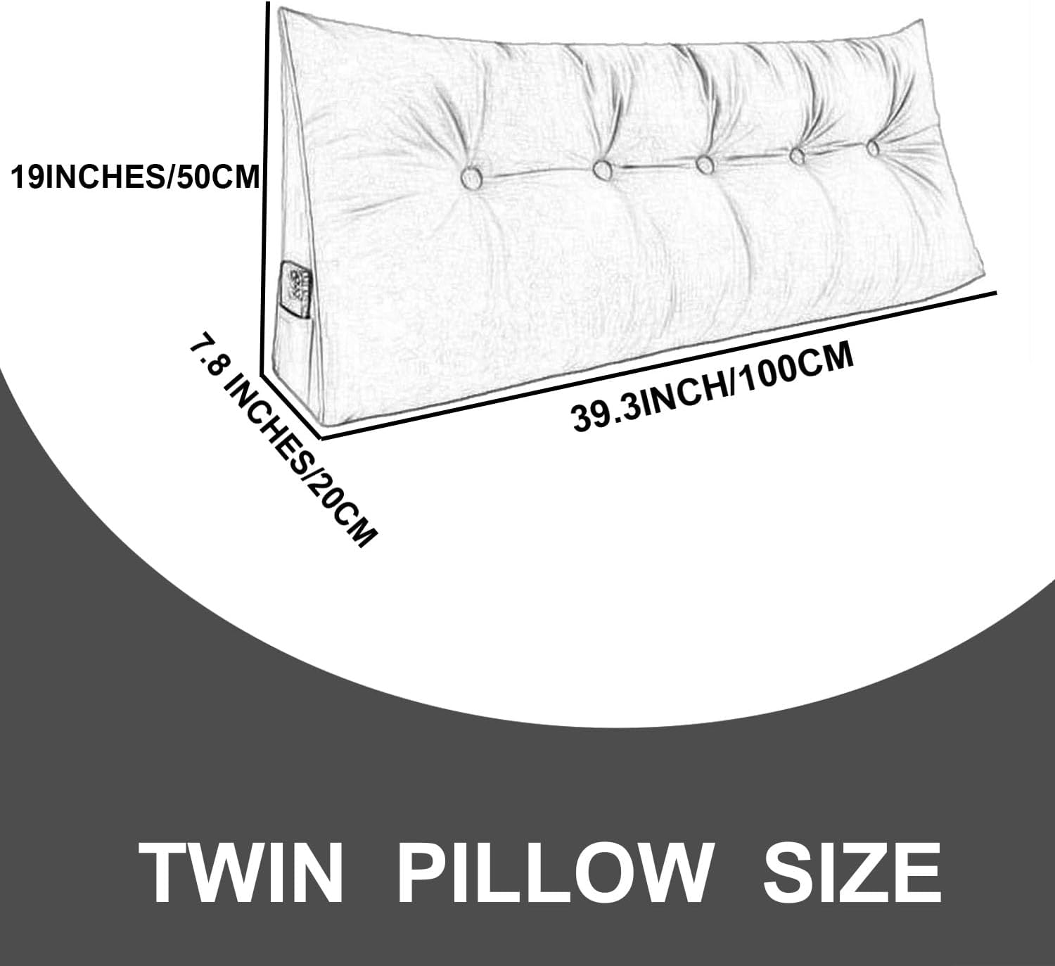 ZZYK Triangular Headboard Pillow Large Bolster Support Cushion