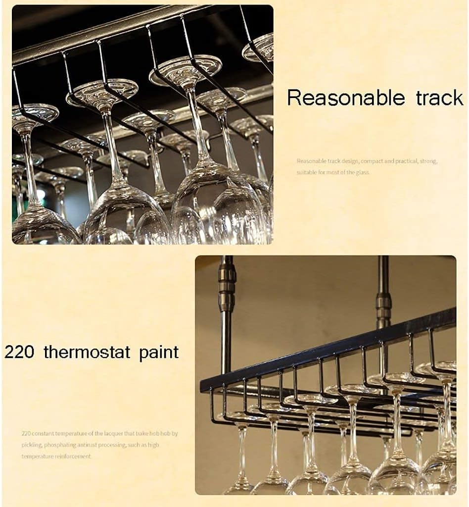 Ceiling Wine Rack with Glass Holder Shelf 90x35cm