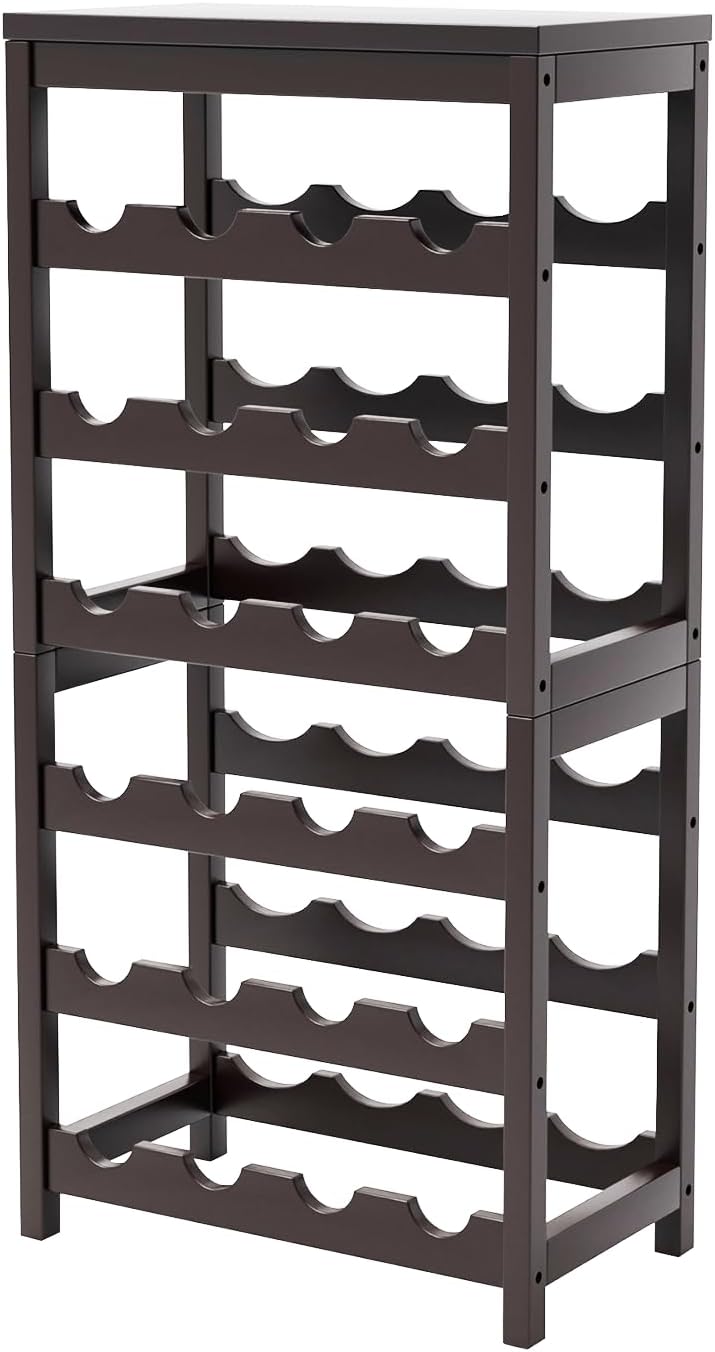 24 Bottle Wine Rack Dark Brown Bamboo
