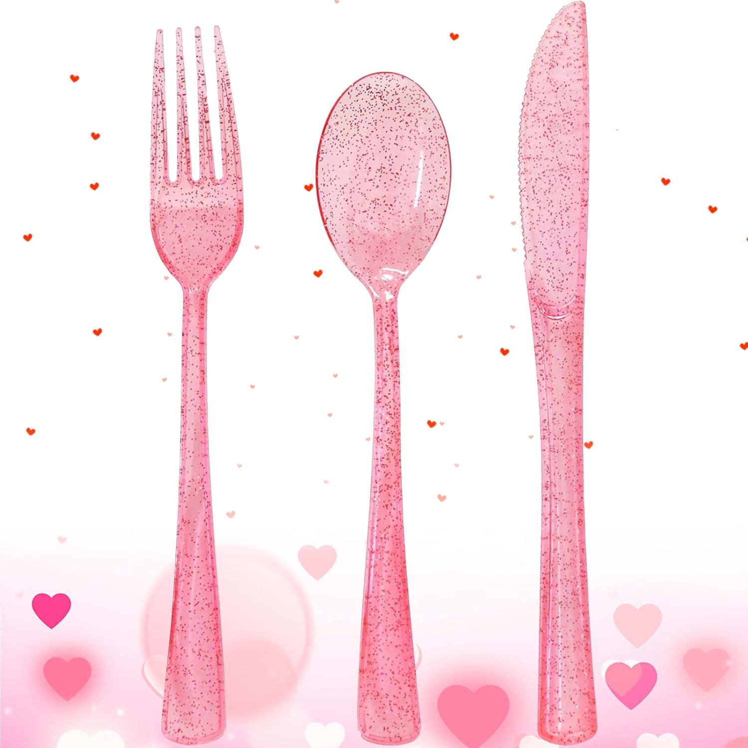 150 Pack Pink Plastic Silverware Set for Parties