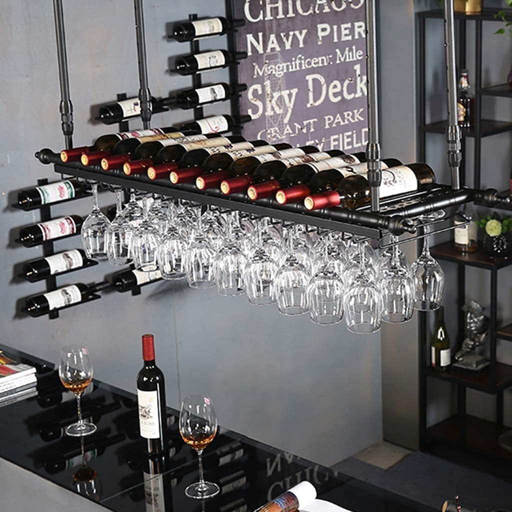 Adjustable Wall-Mounted Wine Rack with Glass Holder