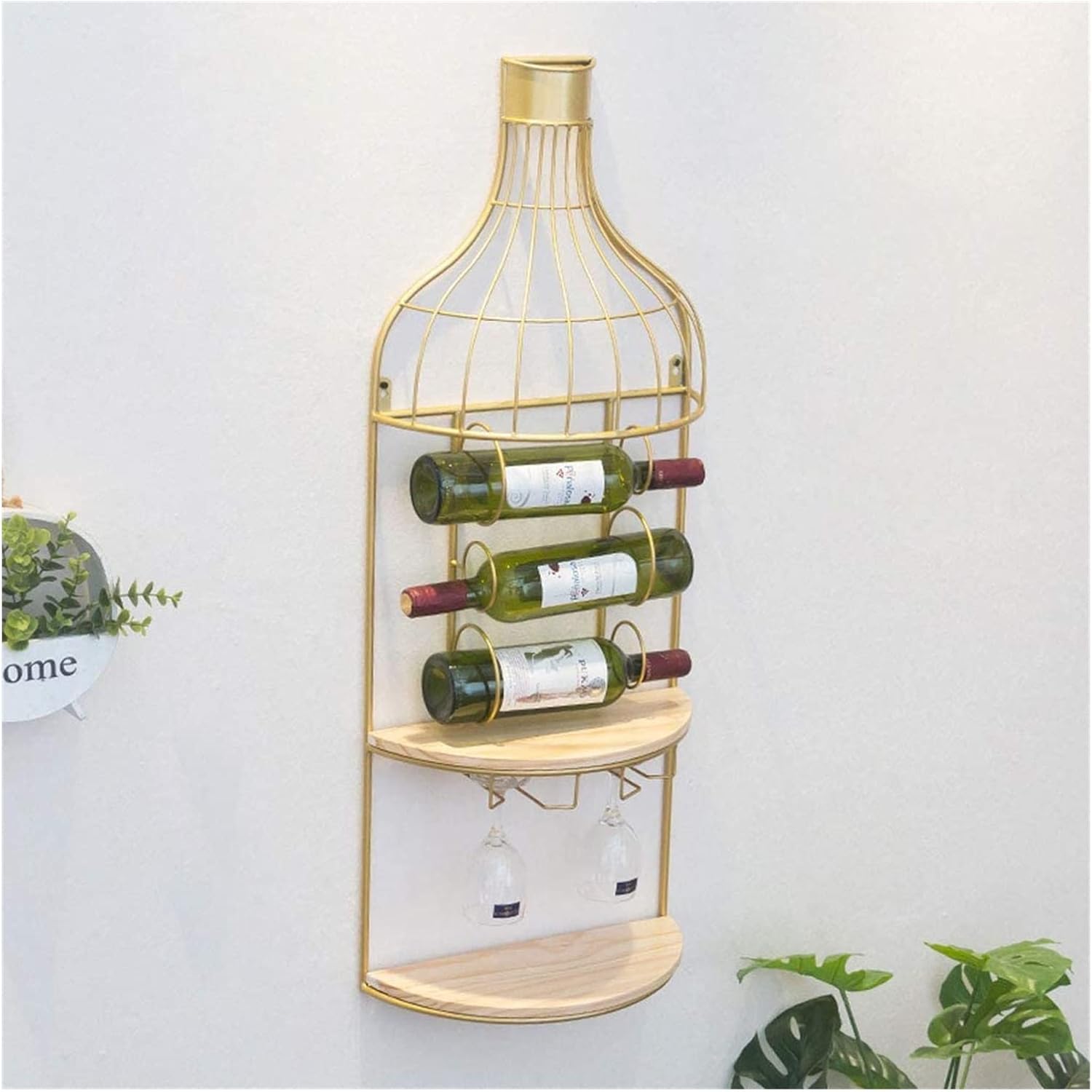 ALDEPO Wall-Mounted Wine Rack with Wooden Base