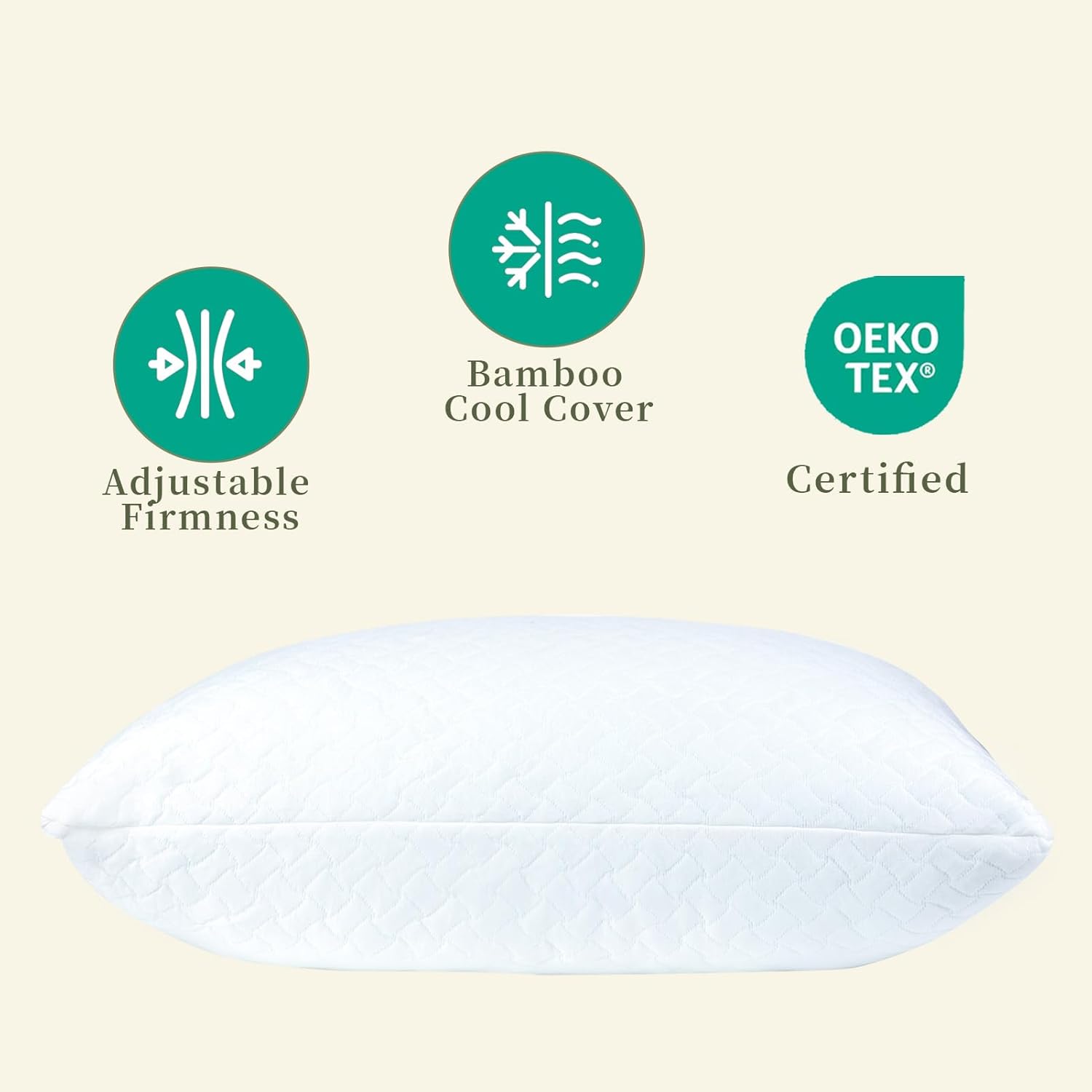 Ashena Adjustable Pillow with Cooling Bamboo Cover