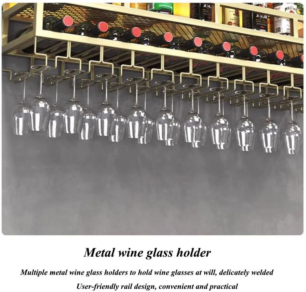 ZJDYDY 2-Layer Floating Wall Mounted Wine Rack with LED Light