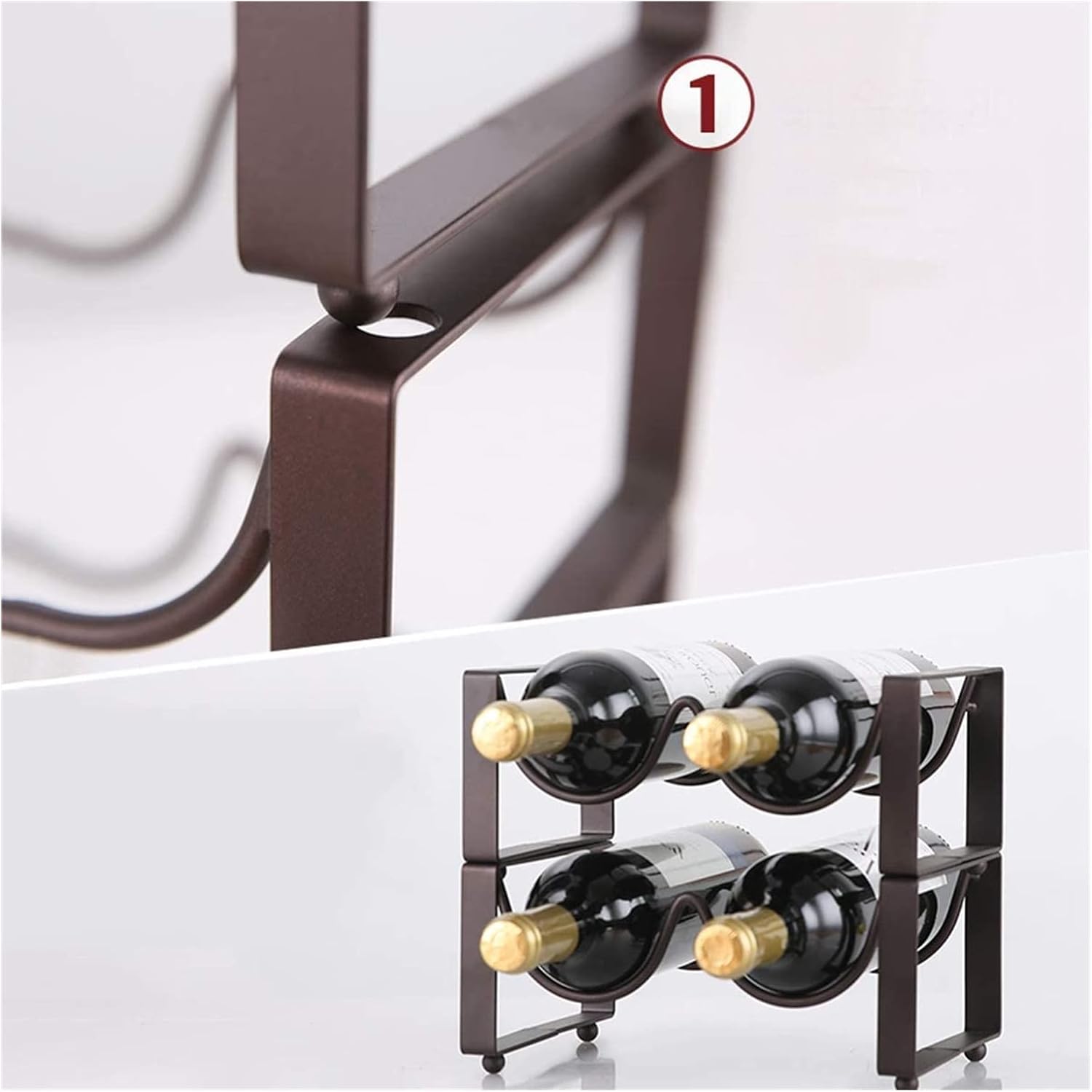 ALDEPO Stackable Metal Wine Rack Set of 2 for 8 Bottles