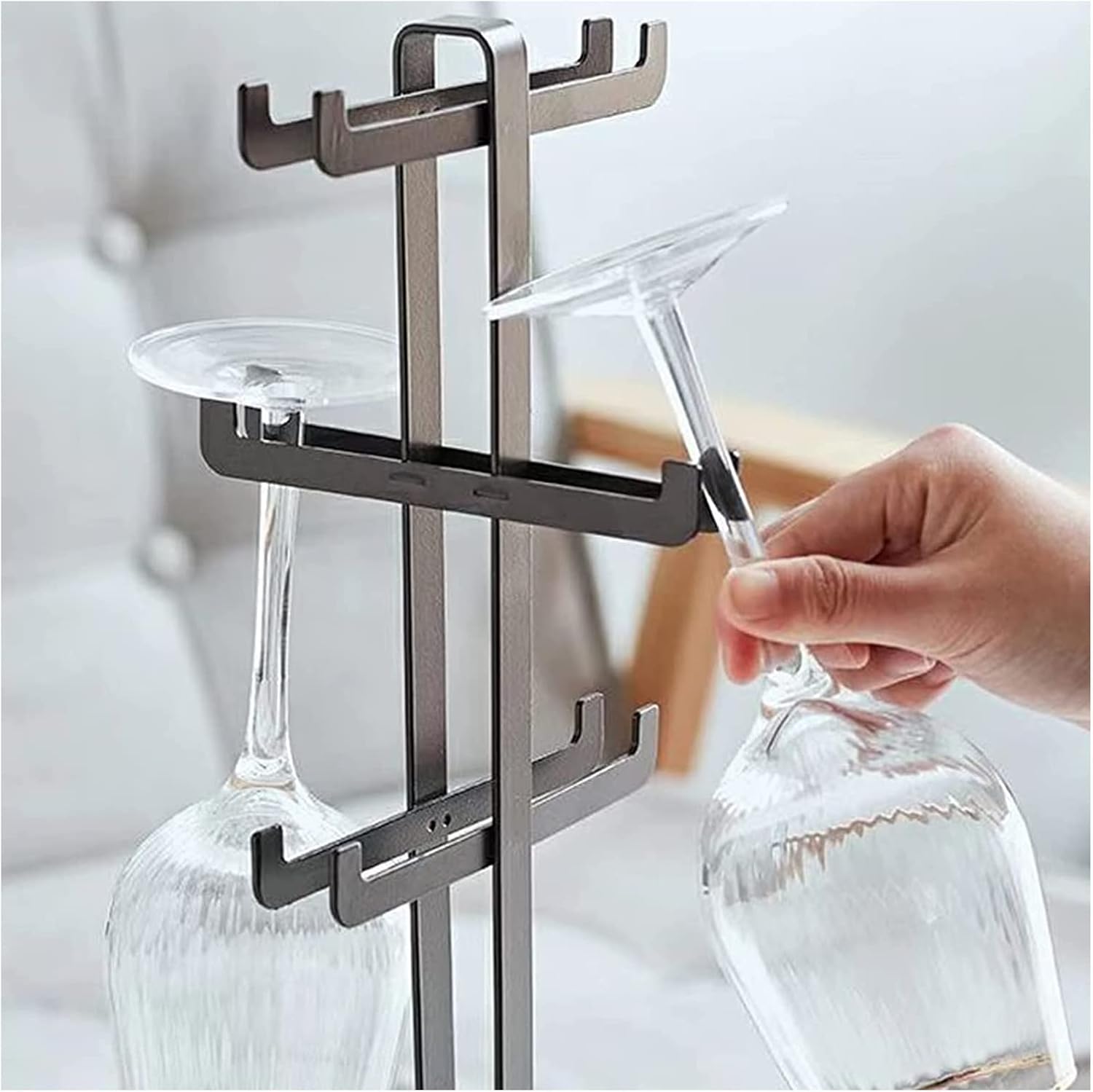 ALDEPO 6-Bottle Wine Rack with Goblet Holder