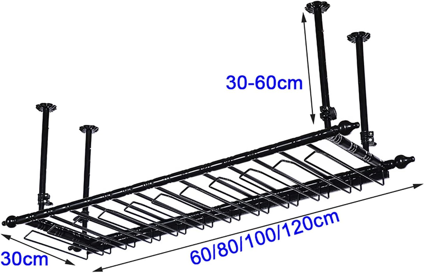 Industrial Metal Wine Rack with Adjustable Height Black 100cm
