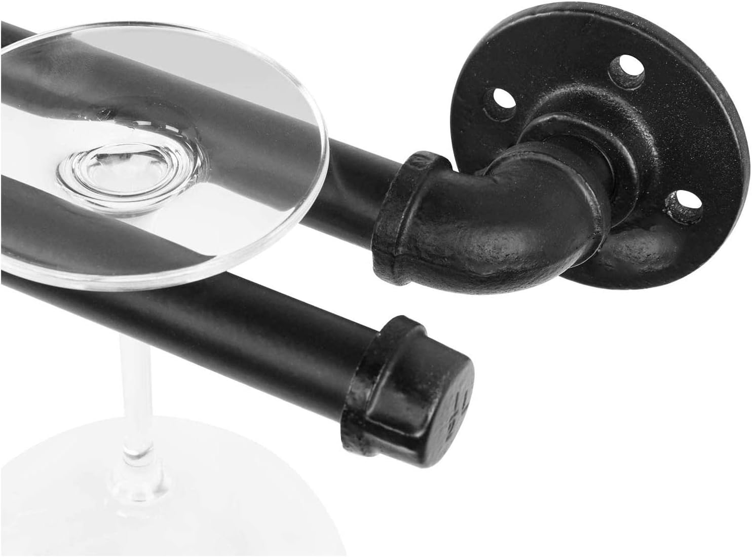 BOCbco Wall Mounted Wine Rack for 3 Glasses Rustic Metal
