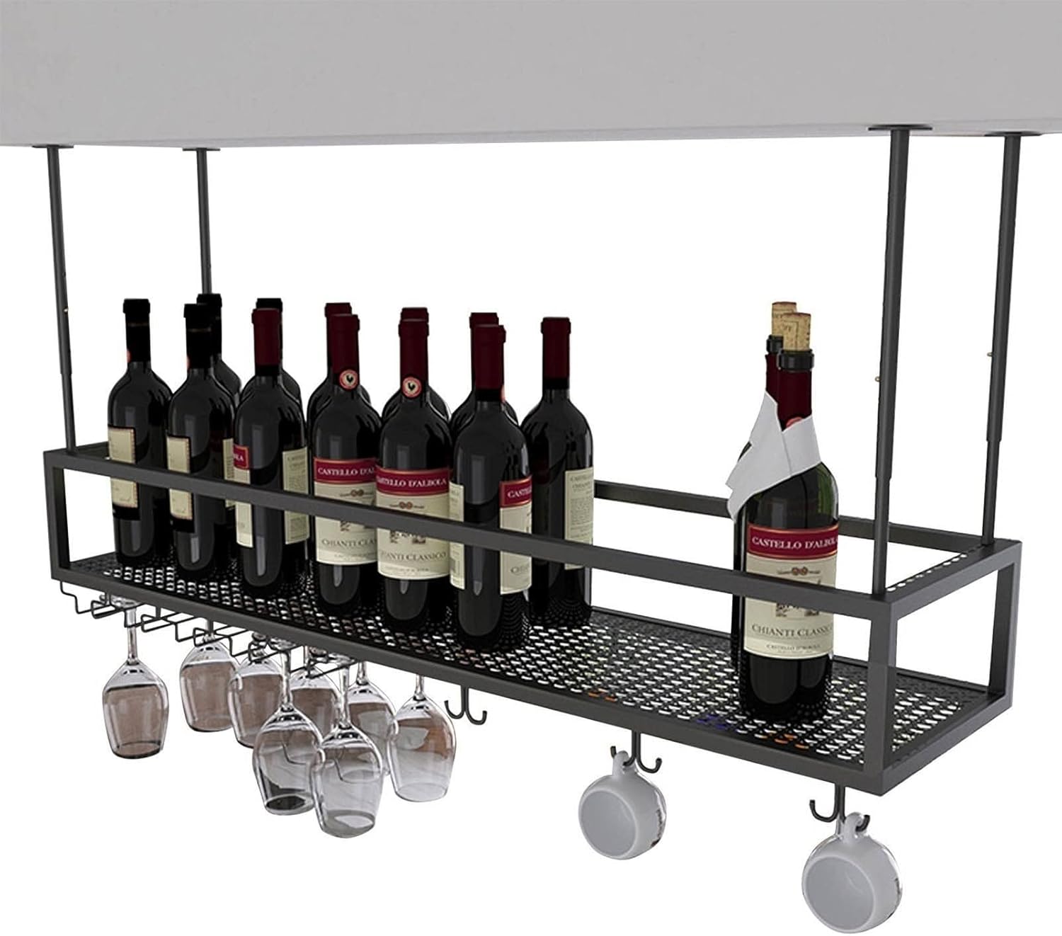 Adjustable Metal Wine Glass Rack with Glass Holder