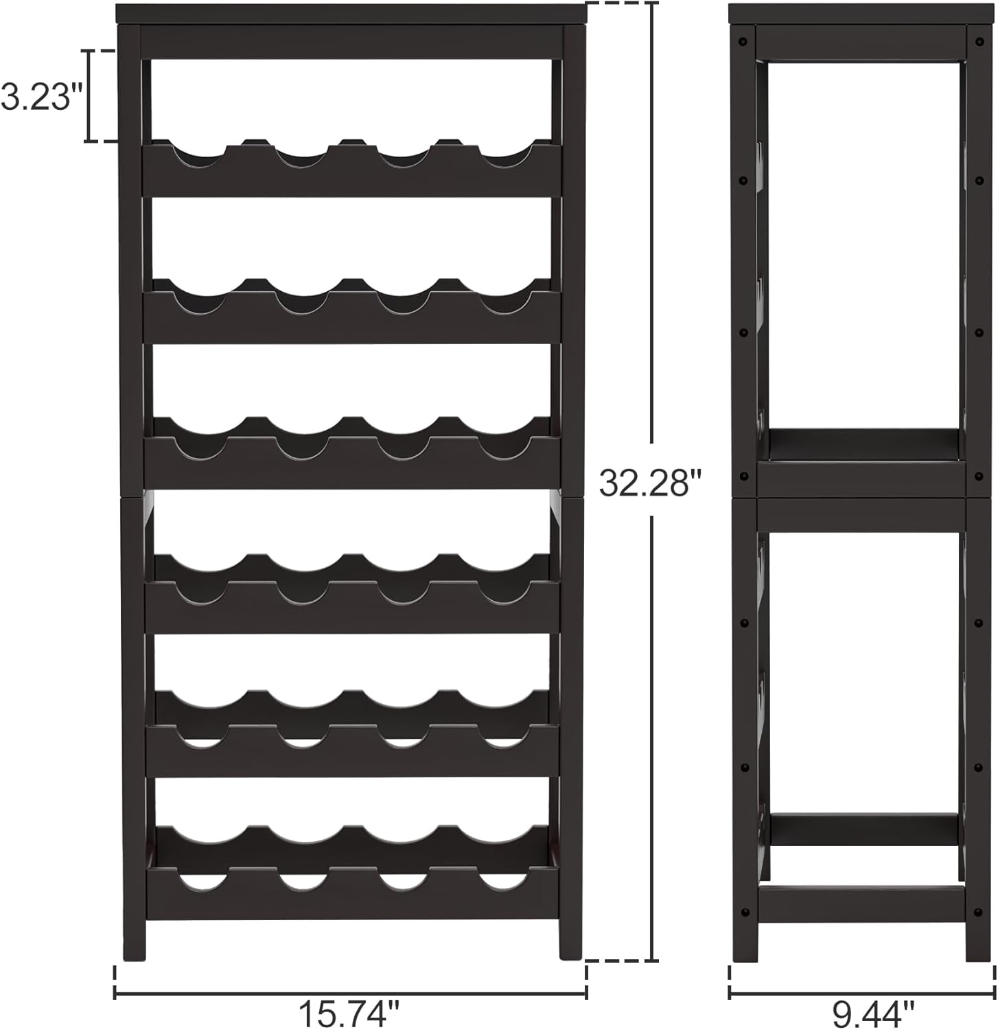 24 Bottle Wine Rack Dark Brown Bamboo