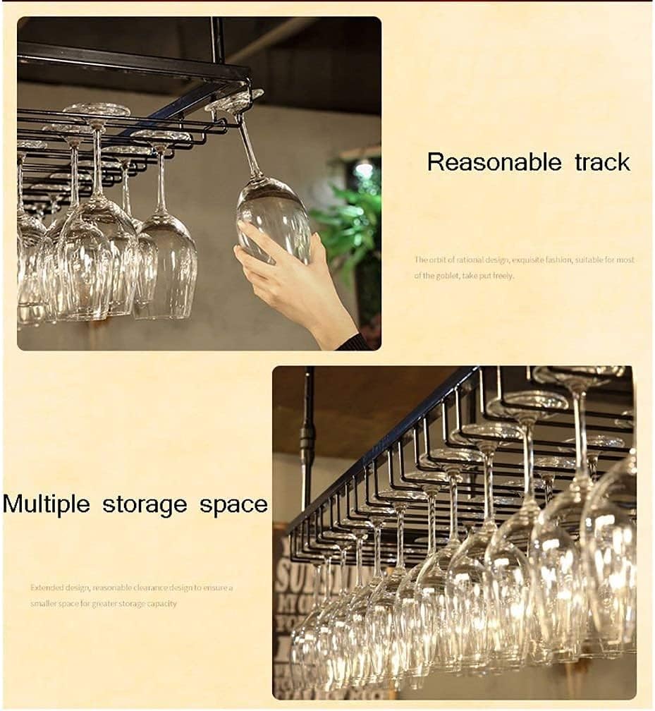 Ceiling Wine Rack with Glass Holder Shelf 90x35cm