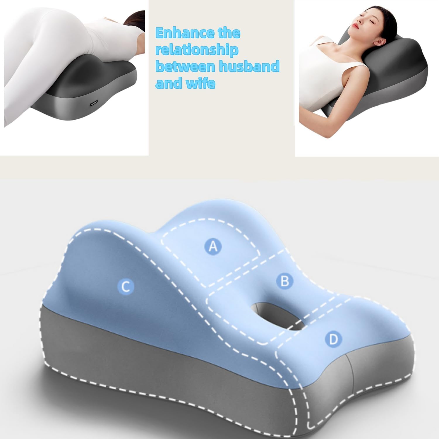 Memory Foam Wedge Pillow for Couples - Hip Elevation Back Support