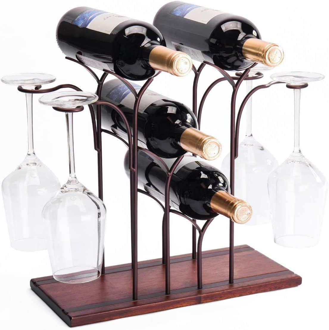 BOCbco Tabletop Wine Rack 4 Bottles 4 Glasses 1