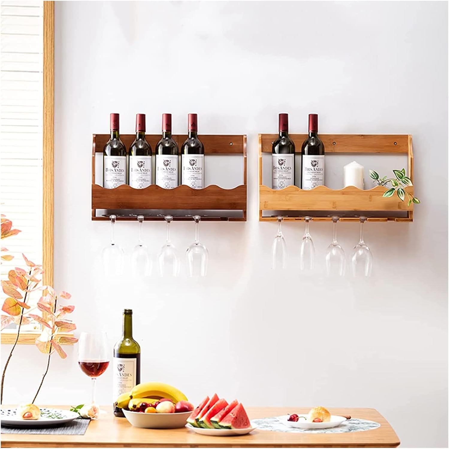 ALDEPO Wall-Mounted Wine Rack with Glasses Holder