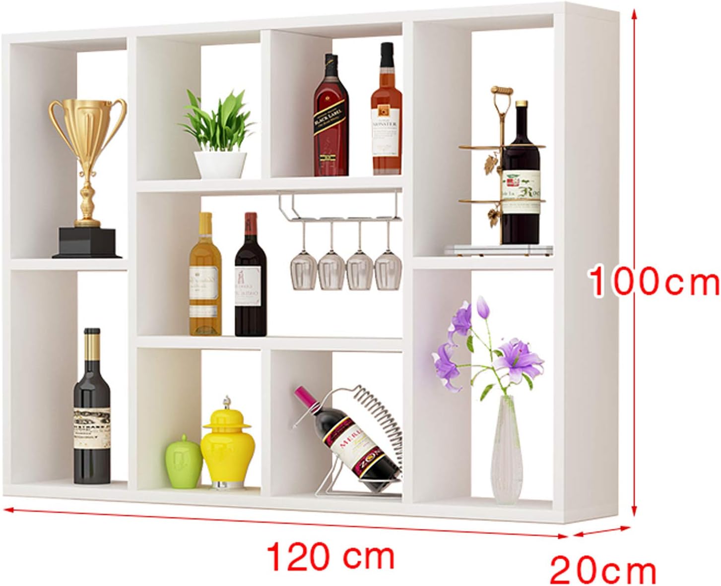 BOCbco Wall-Mounted Wine Rack 18 Bottles Teak Wood