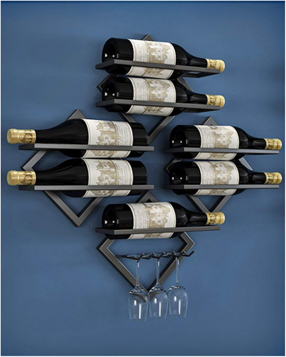 BOCbco Wall-Mounted Wine Rack for 1 Bottle 3 Glasses