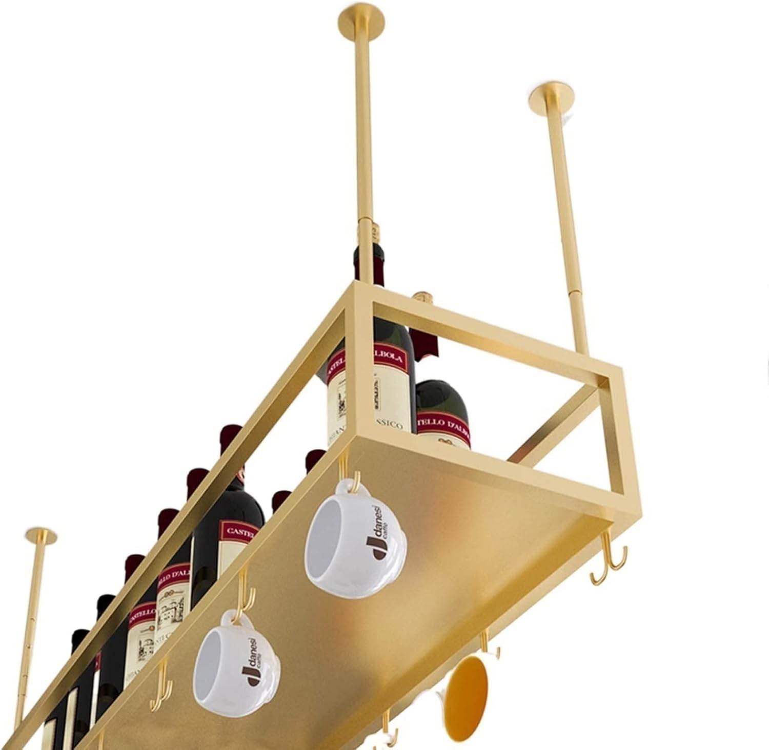 Adjustable Gold Wine Glass Holder Ceiling Rack
