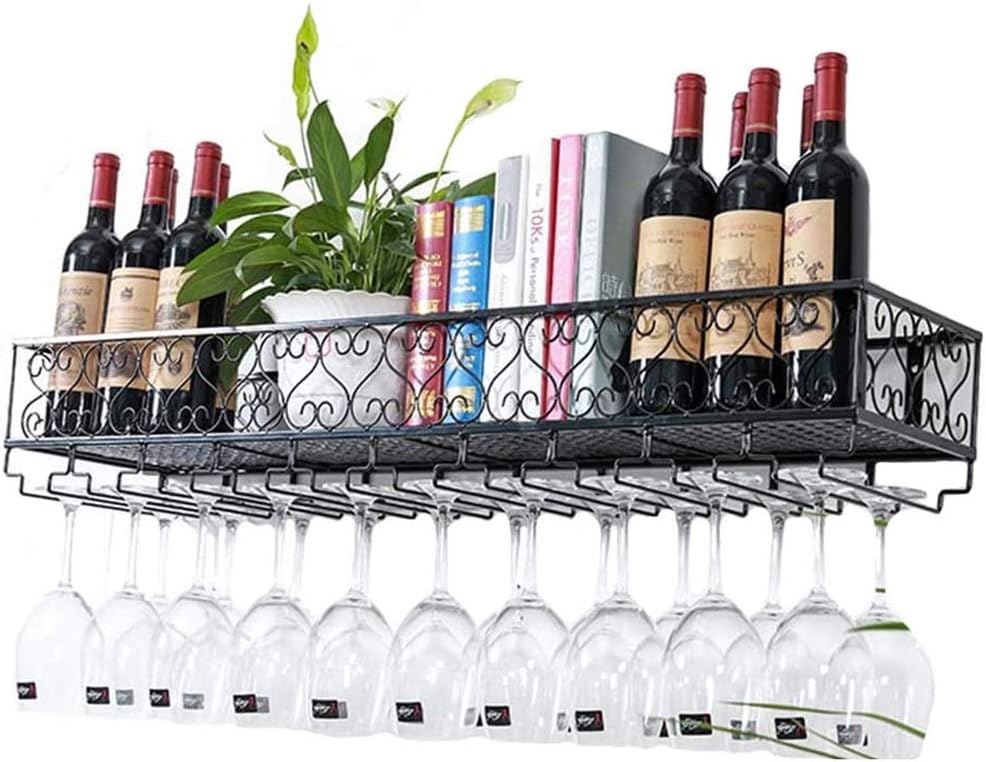 BOCbco Wall Floating Wine Rack with Glass Holder