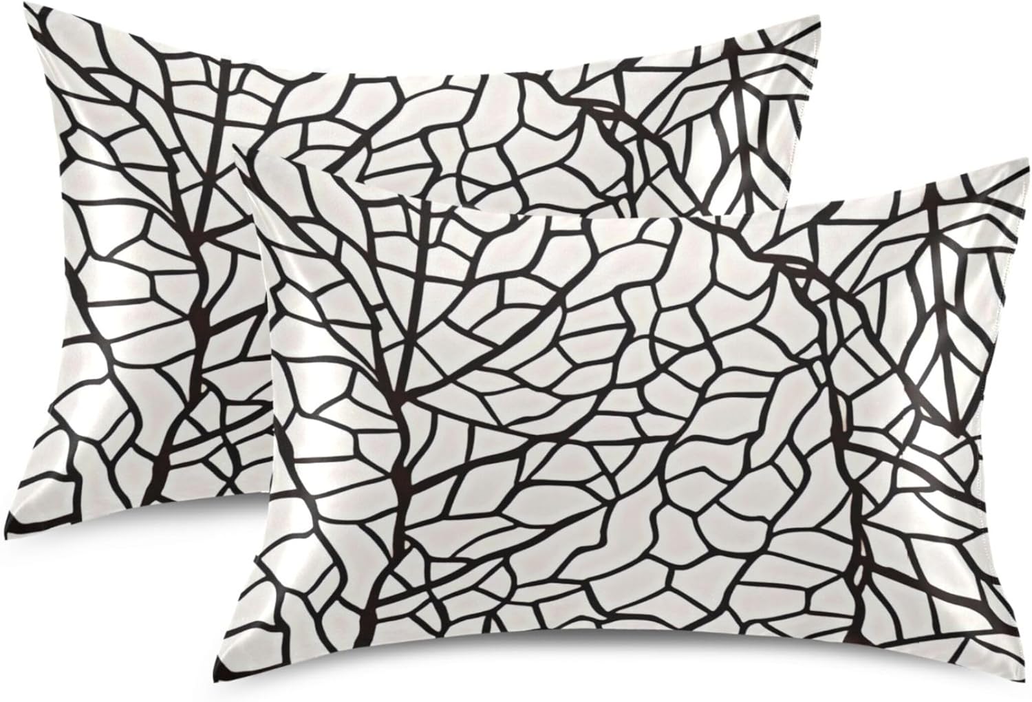 TSENQUE Leaves Geometric Satin Pillow Case Cooling Bed Decor
