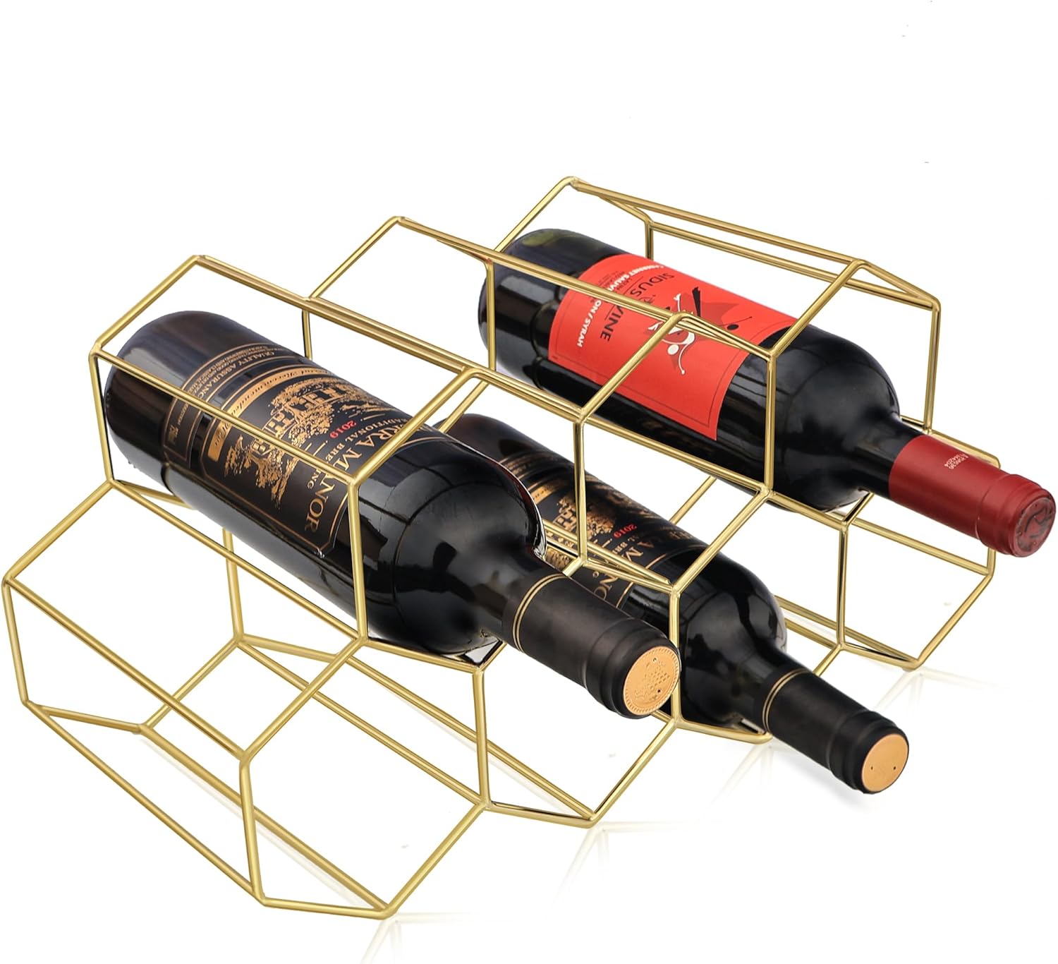 Handisen Gold Wire Wine Rack for Small Spaces