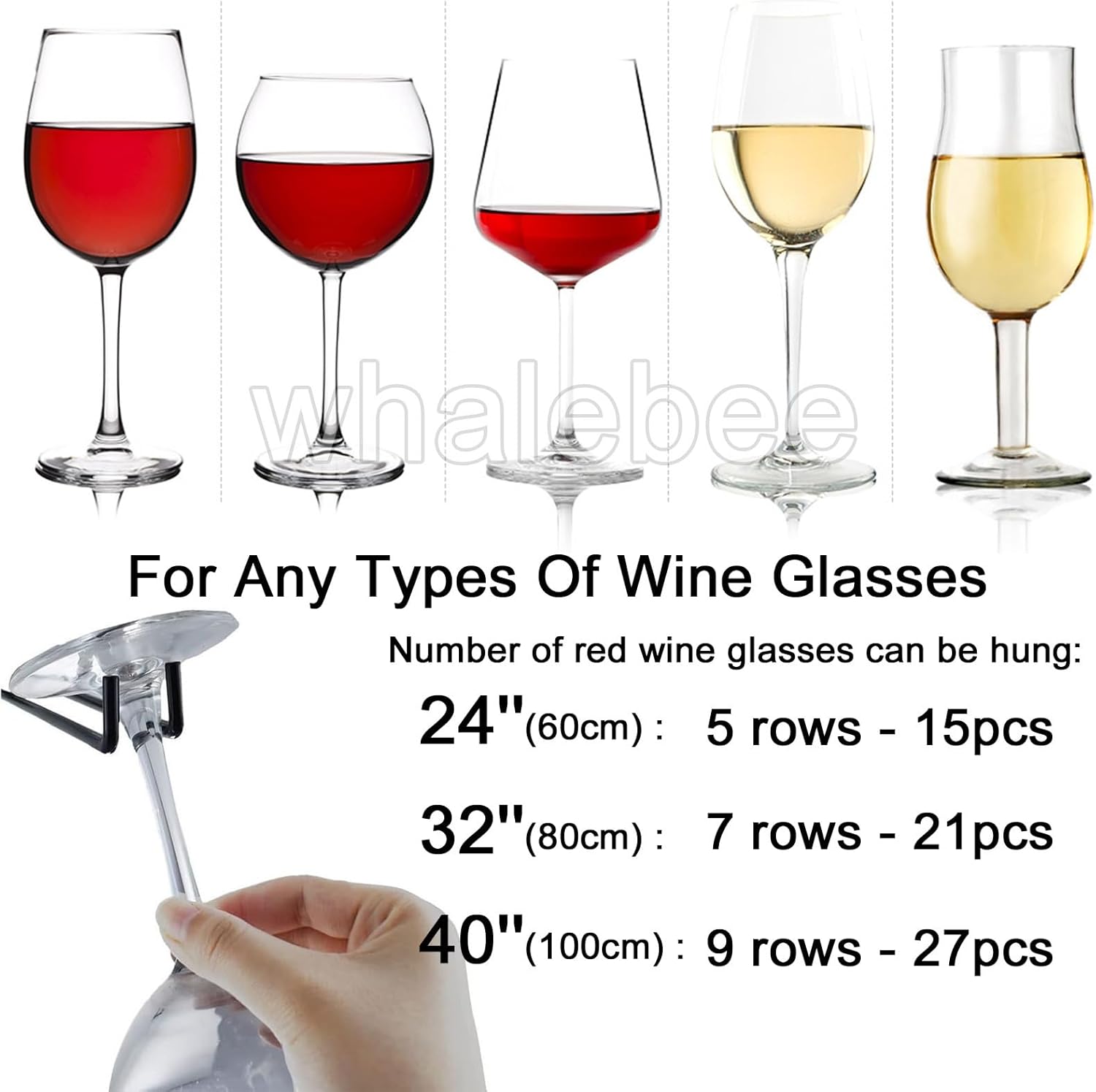 Whalebee Wine Glass Rack 24 32 40 Iron Heavy Duty Black Gold White